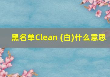 黑名单Clean (白)什么意思